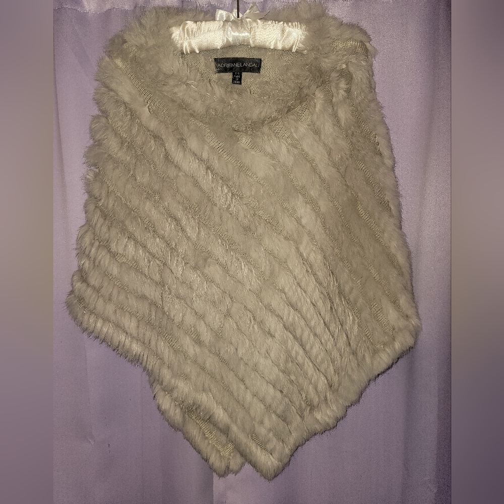 Adrienne Landau rabbit fur poncho
